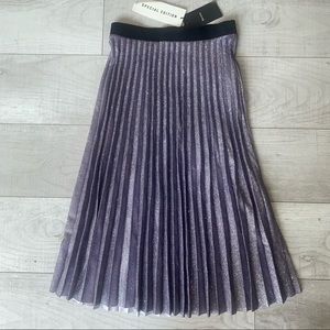 Bershka NWT Purple Sparkle Pleated Midi Skirt - M